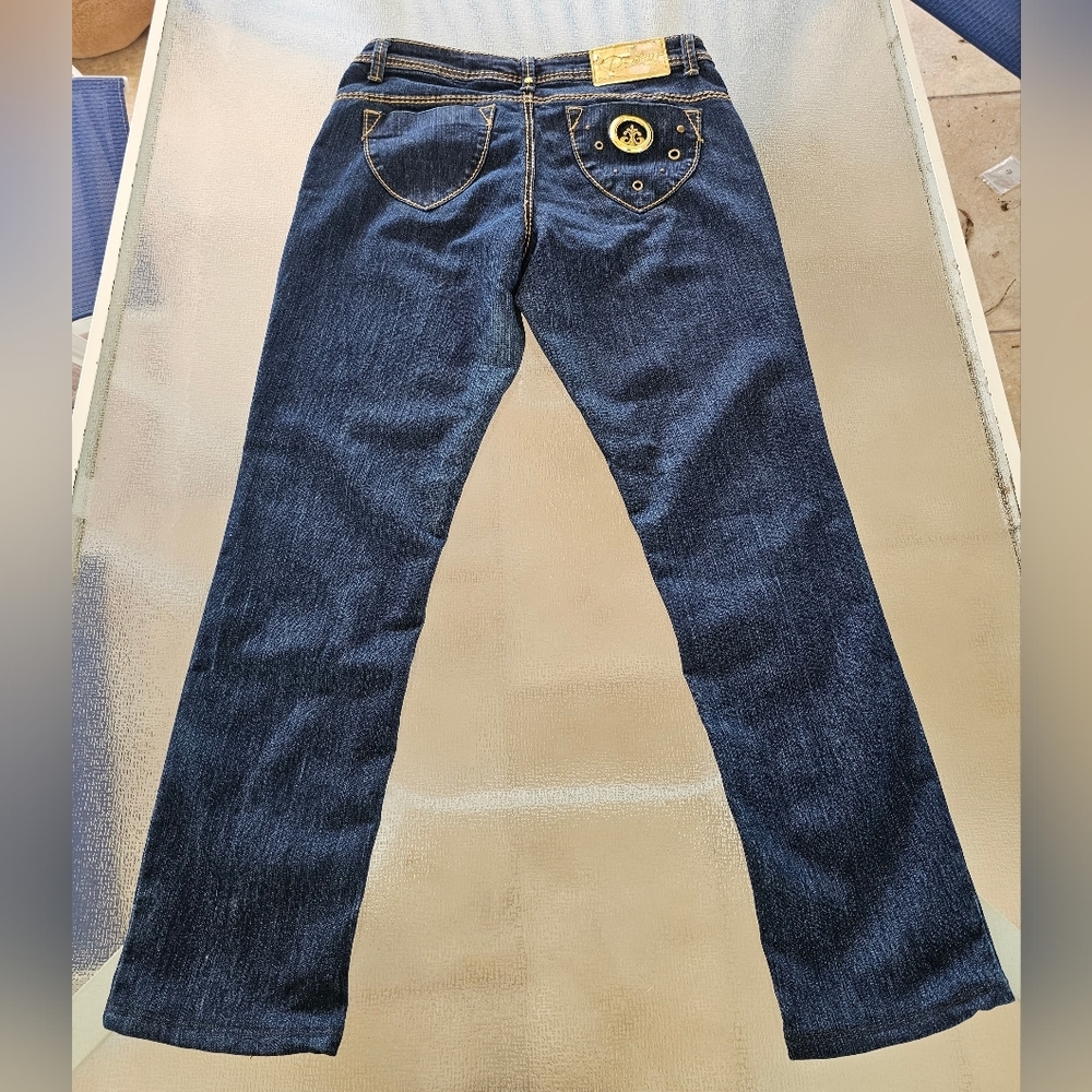 Deréon Jeans Gold Embellished Mid-Rise Skinny Denim Y2K Streetwear Glam 11/12 - Picture 2 of 13